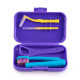 Orthodontic braces care kit with tongue scraper, purple